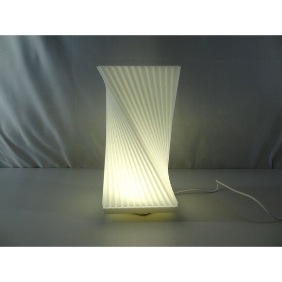 Modern Twisted White LED Table Lamp With Pleated Design 3D printed in USA - Picture 3 of 13